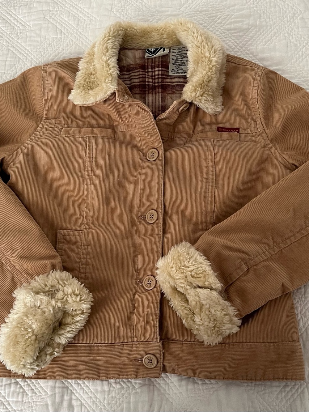 RARE VINTAGE 2000s Roxy Faux Fur Corduroy Jacket